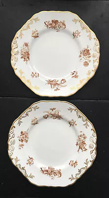 Buy Antique Pair Copeland China Cake Plates-brown Flowers Gilt Rim- No 5083 • 6.99£