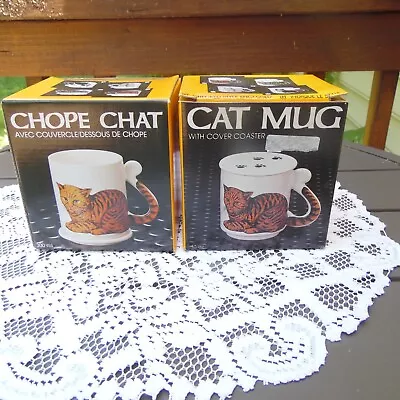 Buy 2 Vtg In Box 1986 Chope Chat Cat Coffee Tea Mug Cover Coaster Japan Action Indus • 13.97£