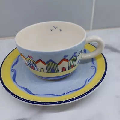 Buy Poole Pottery BEACH HUTS Teacup & Saucer Hand Painted • 17.99£