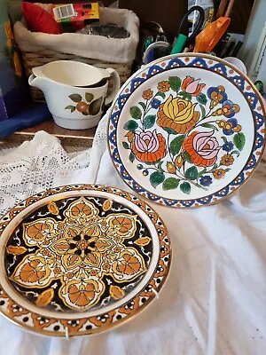 Buy Pair Of Vintage Handmade, Hand Painted Ibiscus Rhodes Floral Plate 24k Gold  • 5.99£