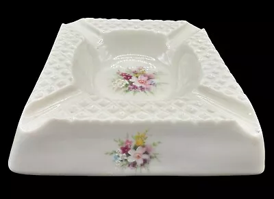 Buy Vintage Irish Parian Donegal China Floral Ashtray 8092 Pink Flowers Square 4” • 23.29£