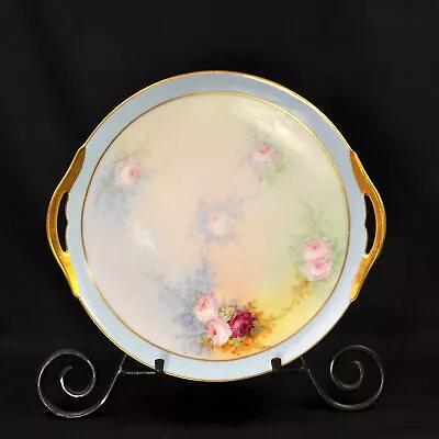 Buy Limoges D. & Co. Delinieres Cake Plate Artist S. M. Stark Roses W/Gold 1894-1900 • 105.29£