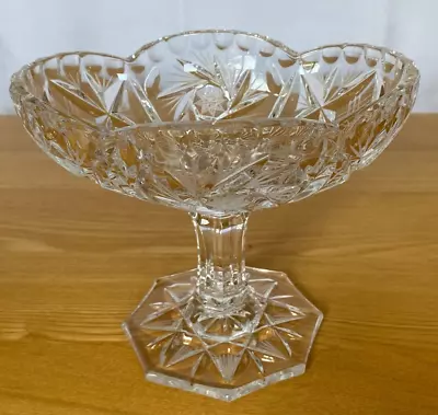 Buy VINTAGE CRYSTAL CUT GLASS TAZZA COMPOTE BONBON Pedestal DISH Bowl Clear 13cm H • 15£