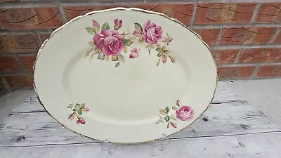 Buy Royal Swan China Oval Meat Serving Platter Plate Pink Rose Vintage Staffordshire • 9.99£