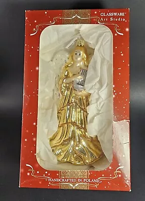 Buy Glassware Art Studio Christmas Blown Glass Angel Ornament Hand Painted Poland 7  • 21.43£