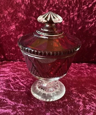 Buy  Collectible Antique Victorian Cut Glass  Ruby Jar With Decorative Lid  • 30£