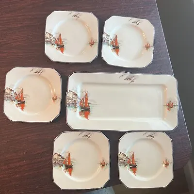 Buy RARE 5 Vintage Myott Staffordshire Plates 5 3/4  And Serving Plate 12”Appetizers • 61.51£