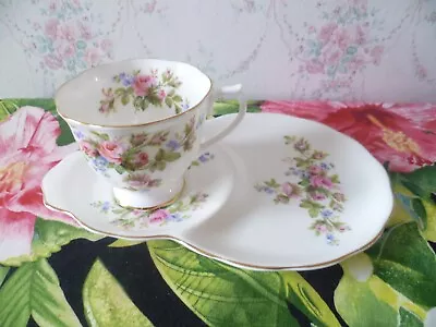 Buy Royal Albert English China Snack / Tennis Tea Cup & Saucer Moss Rose • 7£