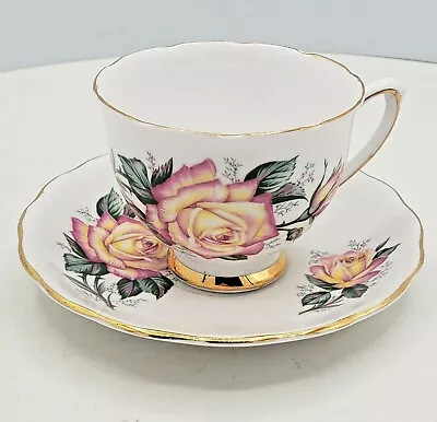Buy Colclough Teacups Saucers Antique Rose Ridgway Bone China Handpainted Gold Trim  • 34.53£