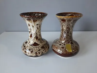 Buy 2 X Fosters Pottery Brown Honeycomb Vases - Good Condition - 13.5 Cm Tall • 5£