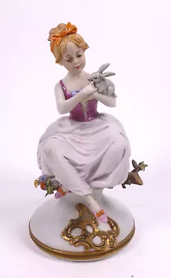 Buy Capodimonte Figure Of Girl With Rabbit By Benacchio • 29.99£