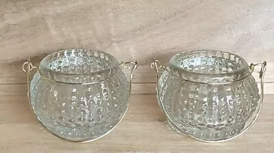 Buy Pair Hobnail Clear Glass Hanging Votive/ Tealight Holders  • 5.99£