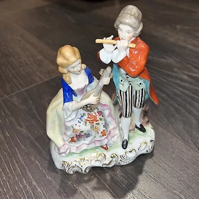 Buy Vintage Capodimonte Dresden Couple Playing Flute & Lute Porcelain Figurine • 93.19£