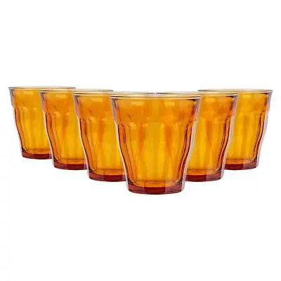 Buy 6x Duralex Amber 250ml Picardie Glass Tumblers Water Whiskey Drinking Cup Set • 19£