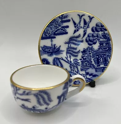 Buy Vintage Coalport Blue And White Willow Pattern Miniature Duo - Cup And Saucer • 14.99£