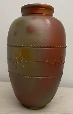 Buy Cosmic Clay Studio Primitive Pit Fired Signed Oval Vase With Slip Trail • 46.55£