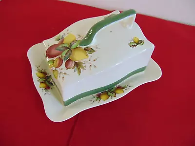 Buy CROWN DUCAL WARE ENGLAND Covered Butter/Cheese Dish & Handled Lid NORVIC CITRUS • 30.75£