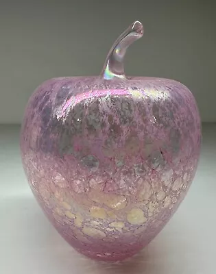 Buy Stunning Iridescent Isle Of Wight Art Glass Large Pink Apple Paperweight • 34£