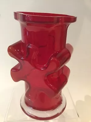 Buy Vintage 1970’s Riihimaki Erkkitapio Siiroinen Red Glass Kasperi Vase Pop Art • 85£