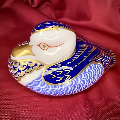 Buy Royal Crown Derby Duck Vintage Bone China Paperweight Blue USED Luxury Animal • 46.59£