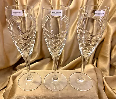 Buy Royal Doulton FINSBURY Champagne Flute Spiral Etched 8.5  3pc Retired & RARE • 37.92£
