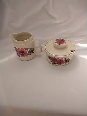 Buy Vintage Lord Nelson Pottery New Dawn Pattern Pink Flowers Sugar Bowl & Milk Jug • 5.99£
