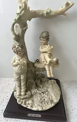 Buy 1983 VINTAGE Capodimonte B.MERLI PORCELAIN FIGURINE BOY GIRL ON SWING SIGNED • 20£