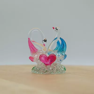 Buy Couple Swan Small Glass Figurine Hand Blown Animals Bird Collectibles Gift • 23.81£