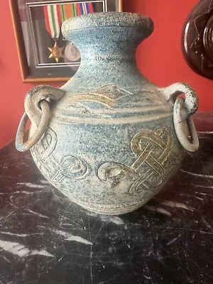 Buy Lovely Terracotta Unglazed Grecian/celtic Style Vessel Vase • 7.50£