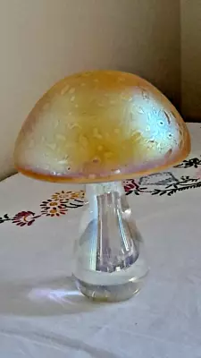 Buy Large Gold Mushroom By Heron Glass - 15 Cm - Gift Box - Hand Crafted In Cumbria • 42£