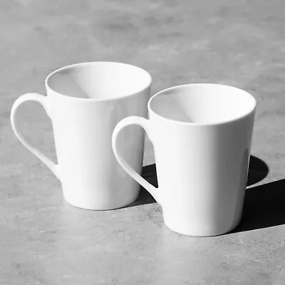 Buy Set Of 2 White Coffee Mugs 350ml Plain Solid Porcelain Tea Hot Chocolate Cups • 13£