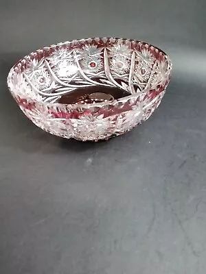 Buy Red Crystal Cut Glass Round Bowl 8 Inches Wide. • 16£