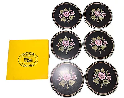 Buy 6 Vintage Taunton Vale Coasters Tuscany Floral Black Pink Made In England • 13.97£