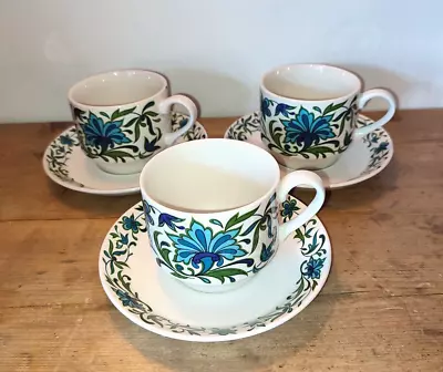 Buy Midwinter Spanish Garden By Jessie Tait SET OF THREE Coffee / Tea Cups & Saucers • 12.99£
