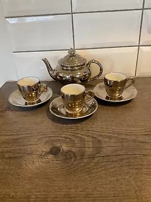 Buy Royal Worcester Silver Lustre Ware Teapot And Three Cups And Saucers.  • 8.50£