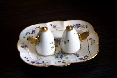 Buy Antique Sevres Style Porcelain Twin Candle Snuffer Set On Stand • 160£