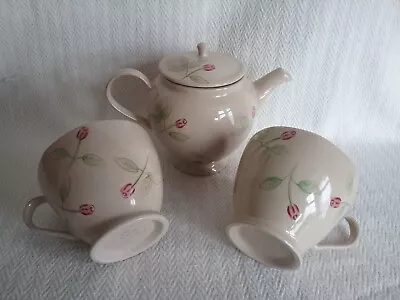 Buy Whittard Of Chelsea Pink Rosa Rose Floral Teapot & Pair Of Breakfast Cups 2003 • 20£