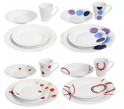 Buy 16 Piece Porcelain Dinner Set Plates Dinnerware Tableware Kitchen  Service For 4 • 24.70£