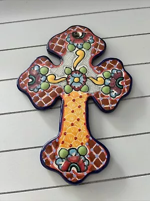 Buy Talavera Ondas Mexican Pottery Wall Hanging Cross • 26£