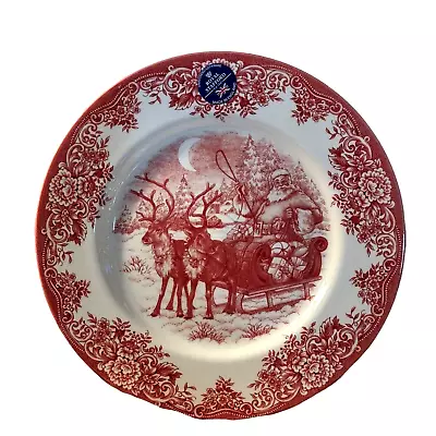 Buy ROYAL STAFFORD Set Of 4 Christmas SANTA'S SLEIGH RED Porcelain Dinner Plates NEW • 74.55£
