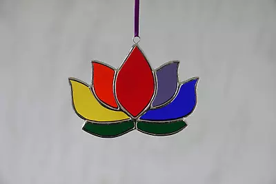 Buy Stained Glass Suncatcher/Window Hanger Rainbow Lotus Flower Gift/Home Decoration • 24£