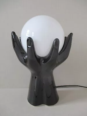 Buy A Retro Vintage Phoenix Pottery Black Hands Holding Globe Lamp Light C. 1980's • 89.95£