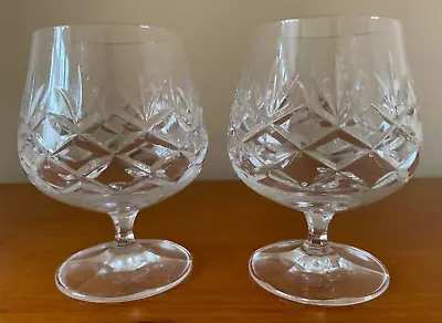Buy Pair Of Cut Glass Crystal Brandy Glasses, 115mm Tall. • 9.99£