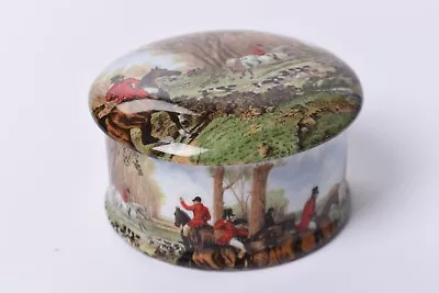 Buy Lidded Pill Box/pot With Hunting Scene To The Top Around The Edge And Inside • 9.90£