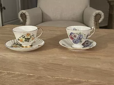 Buy Adderley English Fine Bone China 2 Teacups & Saucers Floral  • 37.28£