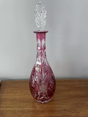 Buy Nachtmann Traube 14.5  Heavy Crystal Cranberry Cut To Clear Decanter & Stopper • 51.25£
