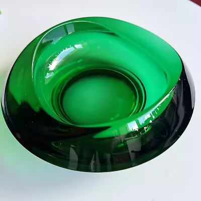 Buy Vintage Czech Green Glass Bowl Ashtray By Rudolf Jurnikl Sklo Union 1960s • 18£