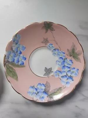 Buy Vintage Foley Bone China  2 X  Saucer Pale Peach Pink Blue Flowers Floral • 8£