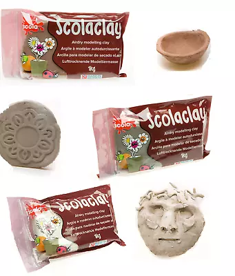 Buy AIR DRYING MODELLING CLAY POTTERY SELF HARDENING SCULPTURE CRAFT 1kg 3kg 6kg • 32.99£