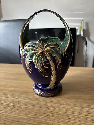 Buy Rare Beautiful Vase By Beswick Blue With A Palm Made In England Please See Pic • 24.99£